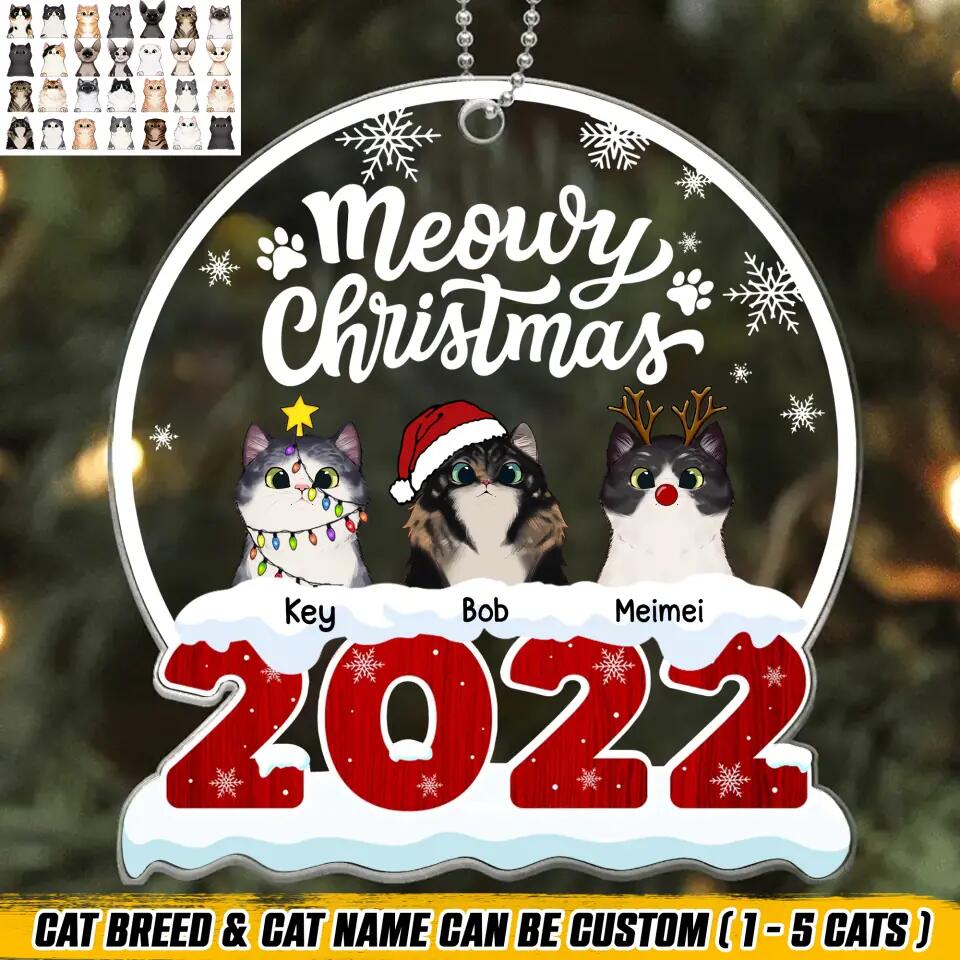 Personalized 2022 Meowy Christmas Cat Lovers Acrylic/Plastic Ornament ...