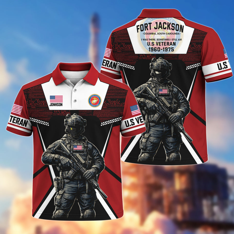 Premium Personalized US Veteran Soldier Art Polo Shirt 301042601, Gifts For US Veterans, Gifts For Independence Day Veteran Day