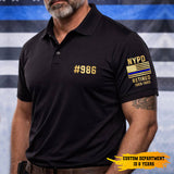 Premium Personalized Retired Blue Thin Line Police Polo Shirt 020401, Gifts For Officers Gifts For Police Man