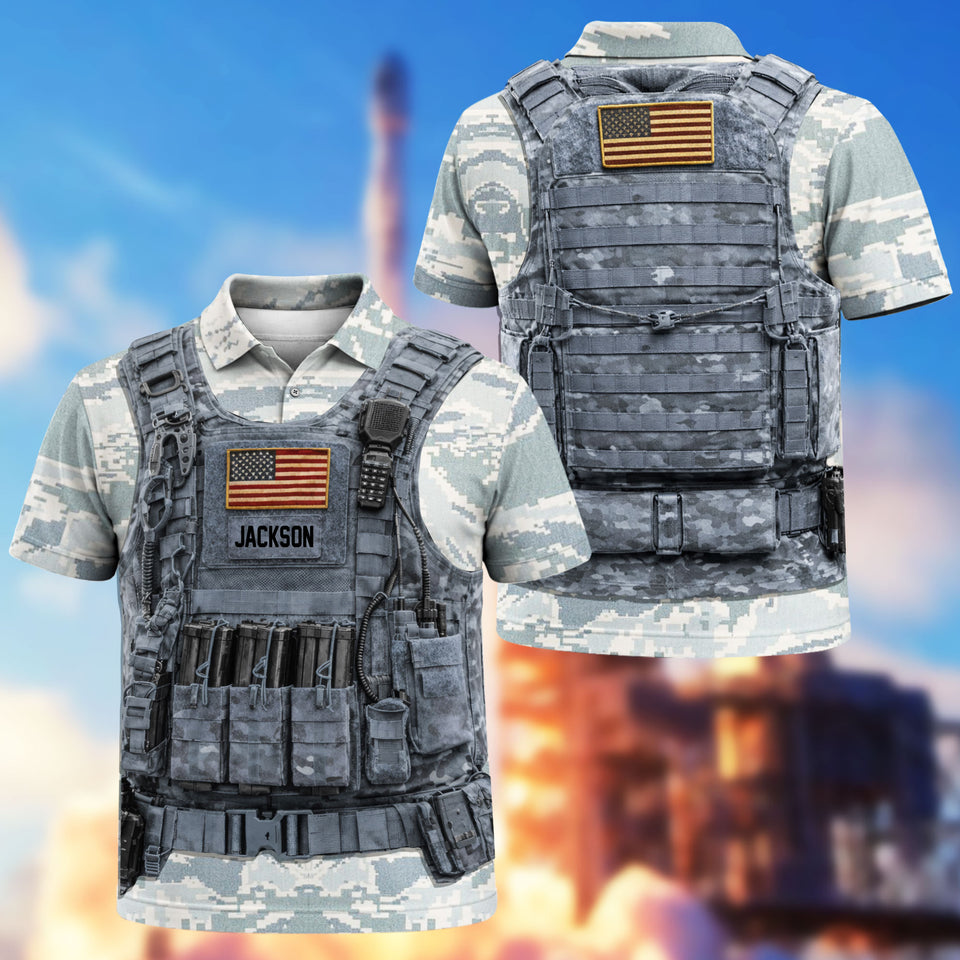 Premium Personalized US Veteran Soldier Art Polo Shirt 0804 Gifts For US Veterans, Gifts For Independence Day Veteran Day