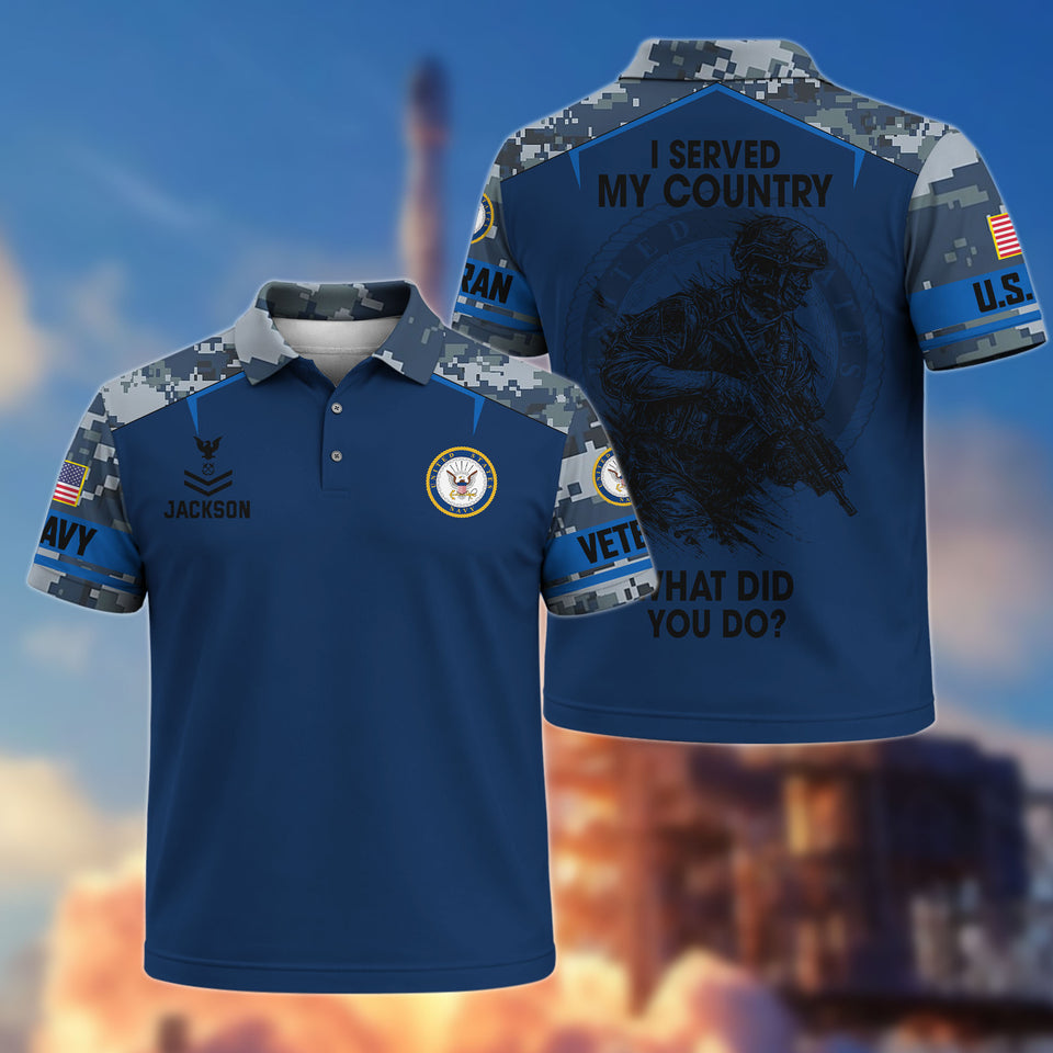 Premium Personalized US Veteran Soldier Art Polo Shirt 030401 I Served My Coun Gifts For US Veterans, Gifts For Independence Day Veteran Day