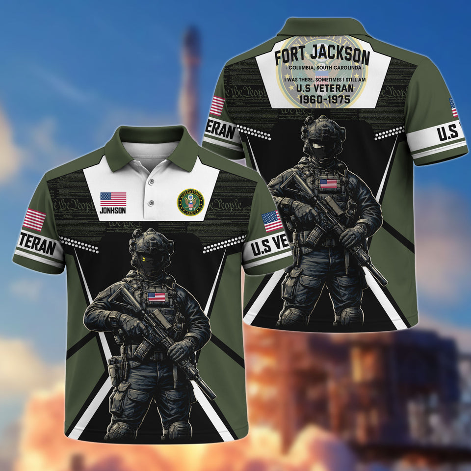 Premium Personalized US Veteran Soldier Art Polo Shirt 301042601, Gifts For US Veterans, Gifts For Independence Day Veteran Day
