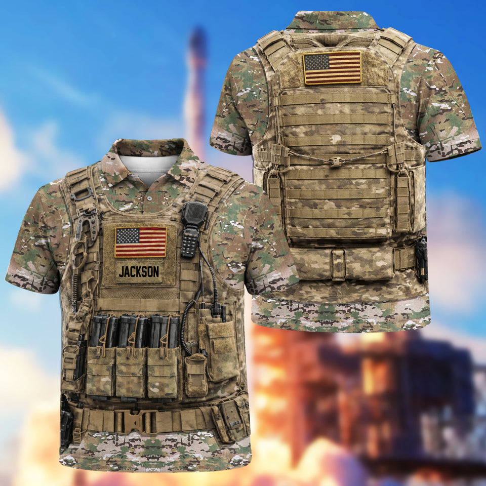 Premium Personalized US Veteran Soldier Art Polo Shirt 0804 Gifts For US Veterans, Gifts For Independence Day Veteran Day
