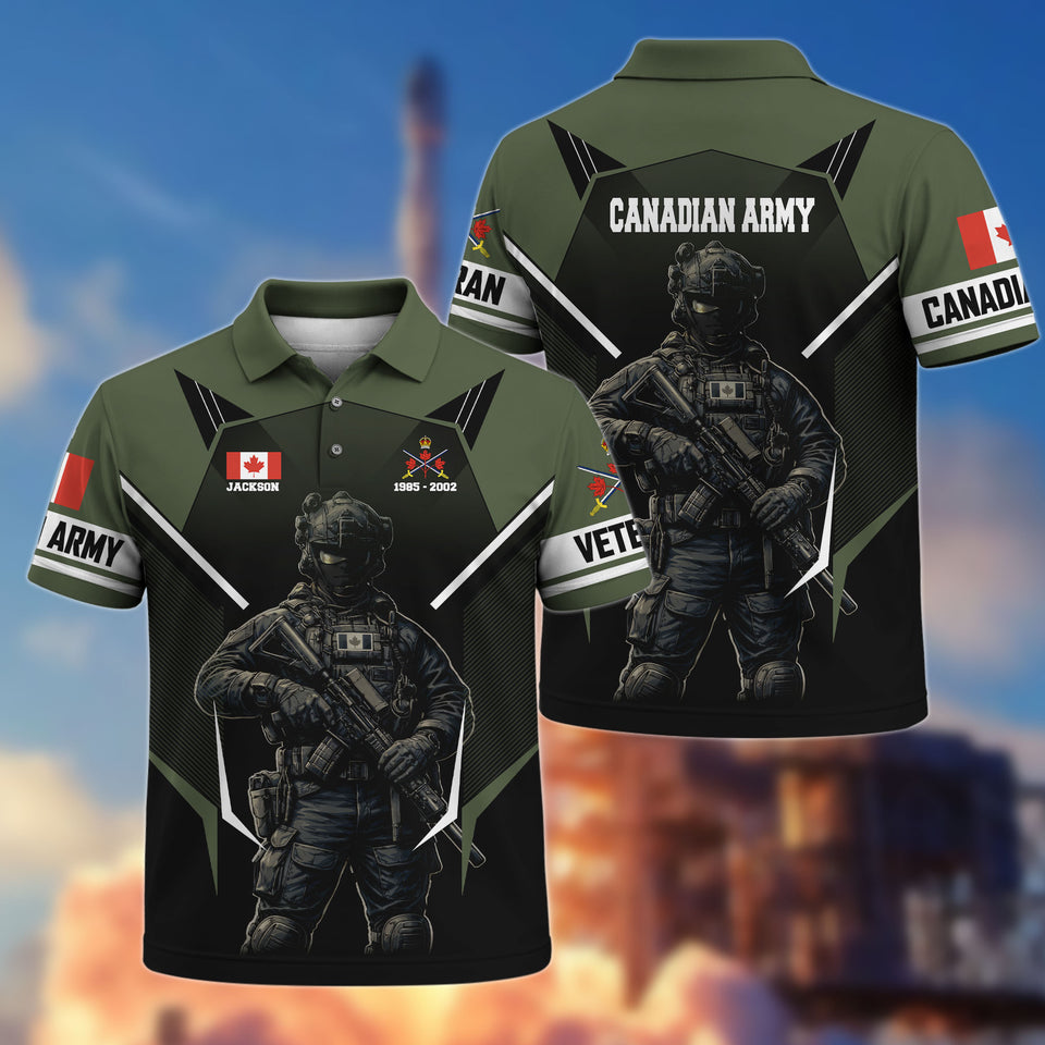 Premium Personalized Canadian Veteran Soldier Art Polo Shirt 31032602, Gifts For Canadian Veterans, Gifts For Independence Day