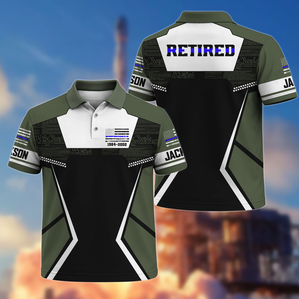 Premium Retired Blue Thin Line Police Polo Shirt 1300326, Gifts For Officers Gifts For Police Man