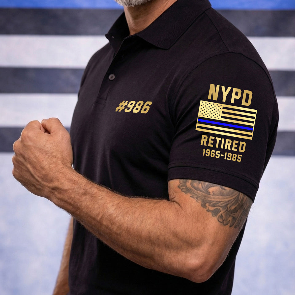 Premium Personalized Retired Blue Thin Line Police Polo Shirt 020401, Gifts For Officers Gifts For Police Man