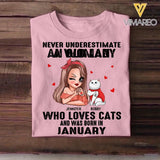 Personalized Never Underestimate A Woman Who Loves Cats And Was Born In January Tshirt Hoodie Or Sweatshirt Printed QTHQ0811