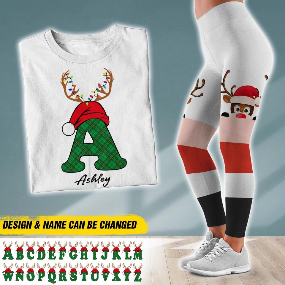 Personalized Name Character Christmas Tshirt & Legging Printed QTDT0612