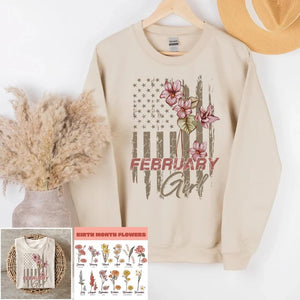 Personalized Birthday month flower February girl Sweatshirt, Tshirt Printed QTDT0102