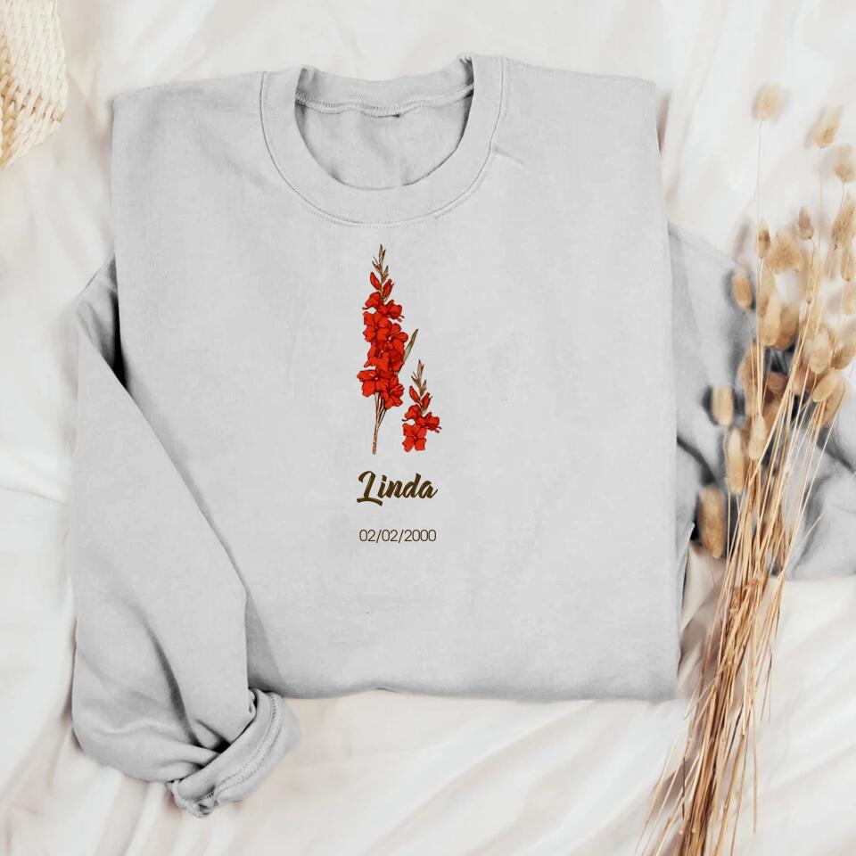 Personalized Flowers & Name Sweat Shirt Printed QTDT3101