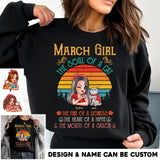 Personalized March Girl The Soul Of A Cat The Fire Of Lioness The Heart Of A Hippie Sweatshirt Or Tshirt Printed QTHQ0202