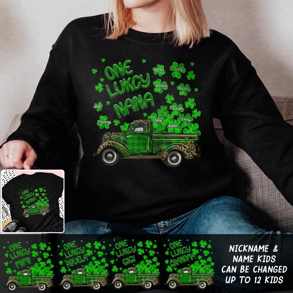 Personalized One Lucky Grandma Sweatshirt Or Tshirt Printed QTDT0302