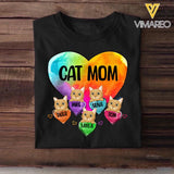 Personalized Cat Mom Heart & Cat's Name Tshirt or Sweatshirt Printed QTDT1302