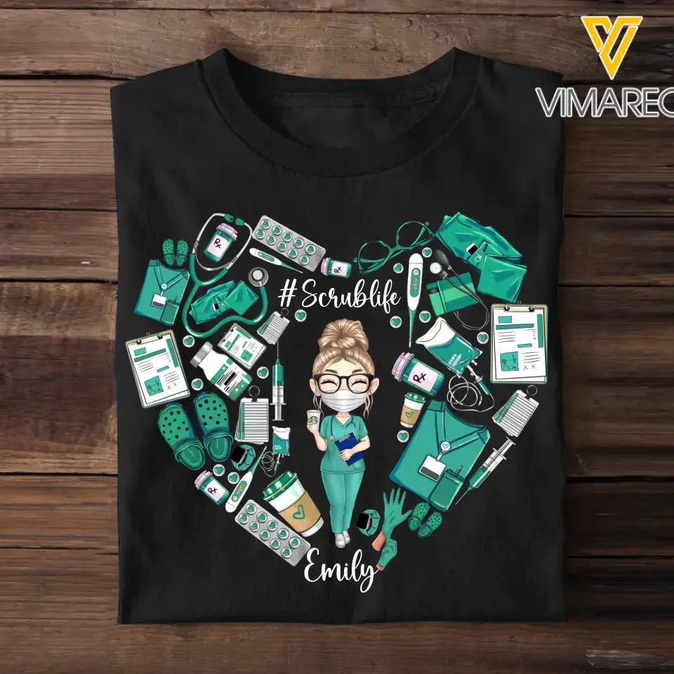 Personalized Nurse with Name Gift for Nurse T-shirt Printed THDT240523