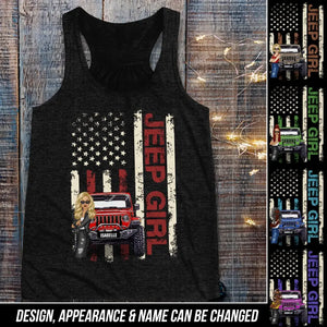 Personalized Jeep Girl Colorful Racerback Tank Printed QTDT0906