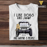 Personalized Jeep Girl And Dogs I Like Dogs And Jeep T-shirt Printed QTDT1606