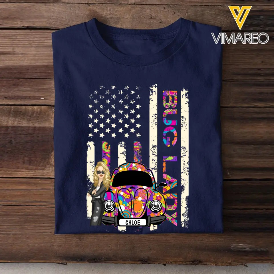 Personalized Bug Lady Hippie Girl Colorful Flag TShirt Printed QTTB1906