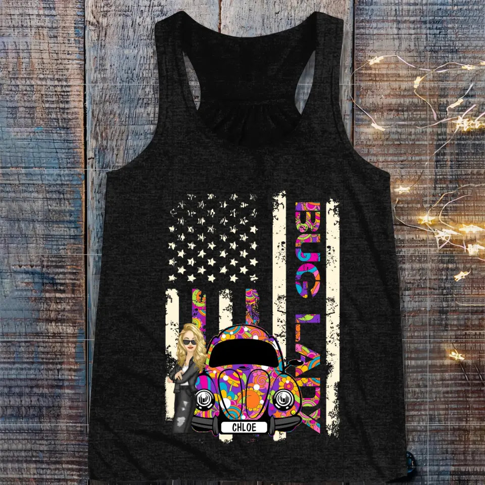 Personalized Bug Lady Hippie Girl Colorful Flag TShirt Printed QTTB1906