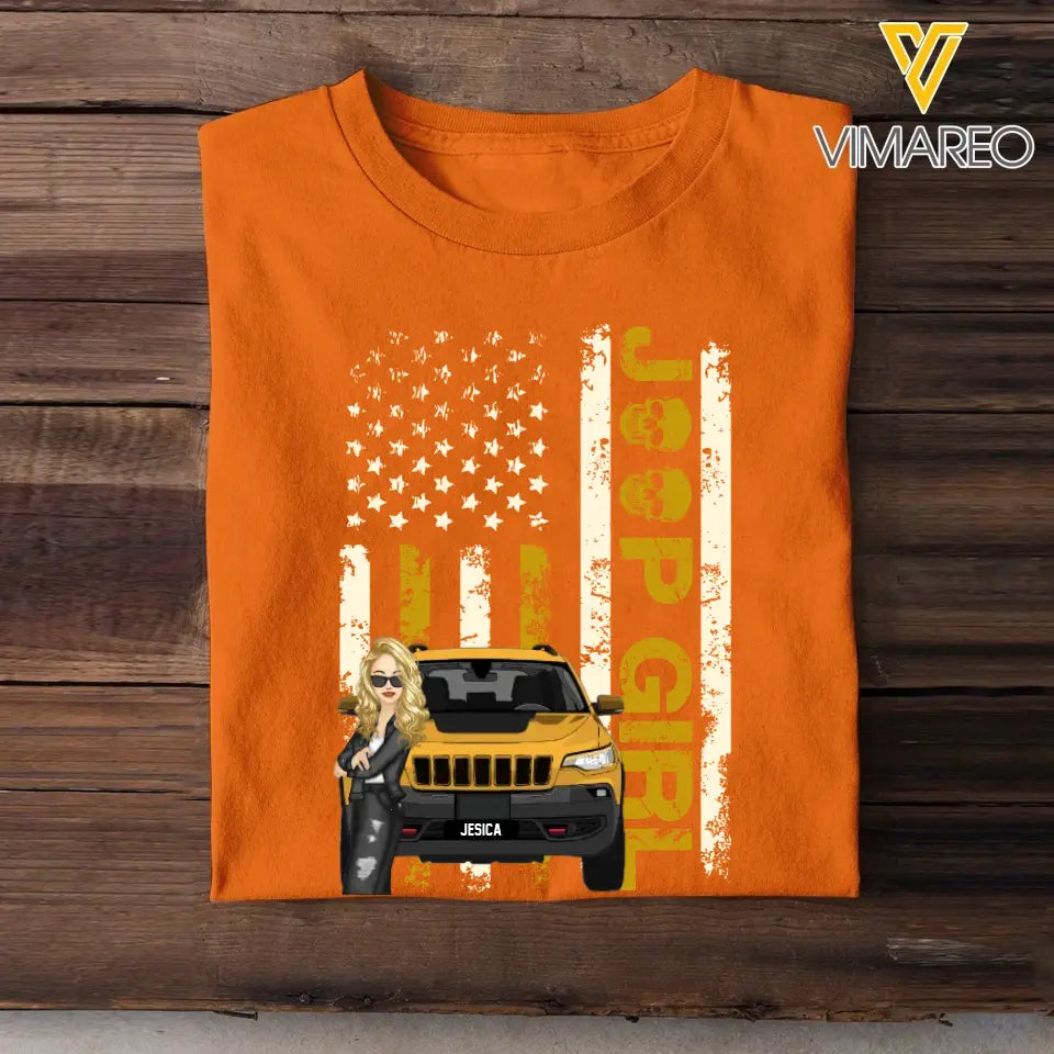 Personalized Jeep Girl Colorful Flag TShirt Printed QTHQ1906