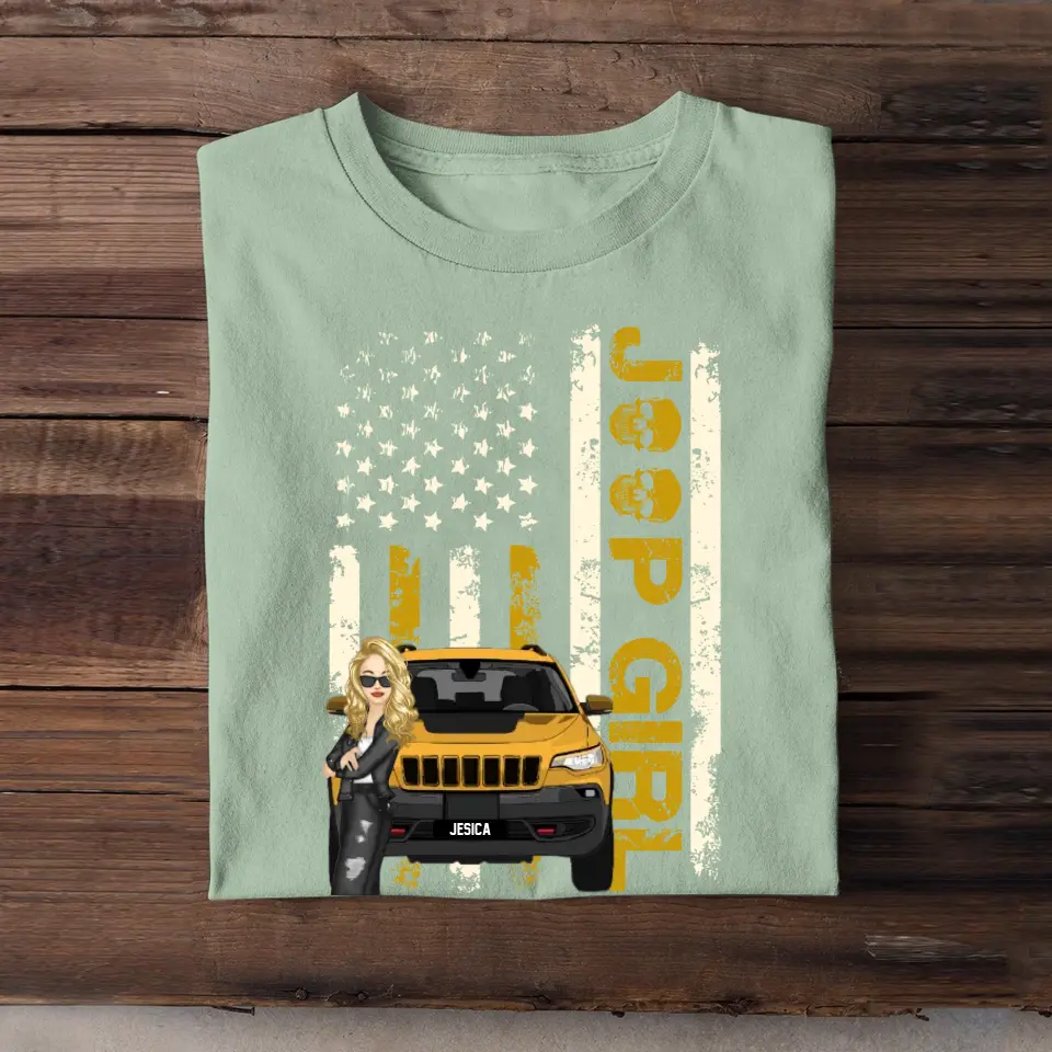 Personalized Jeep Girl Colorful Flag TShirt Printed QTHQ1906
