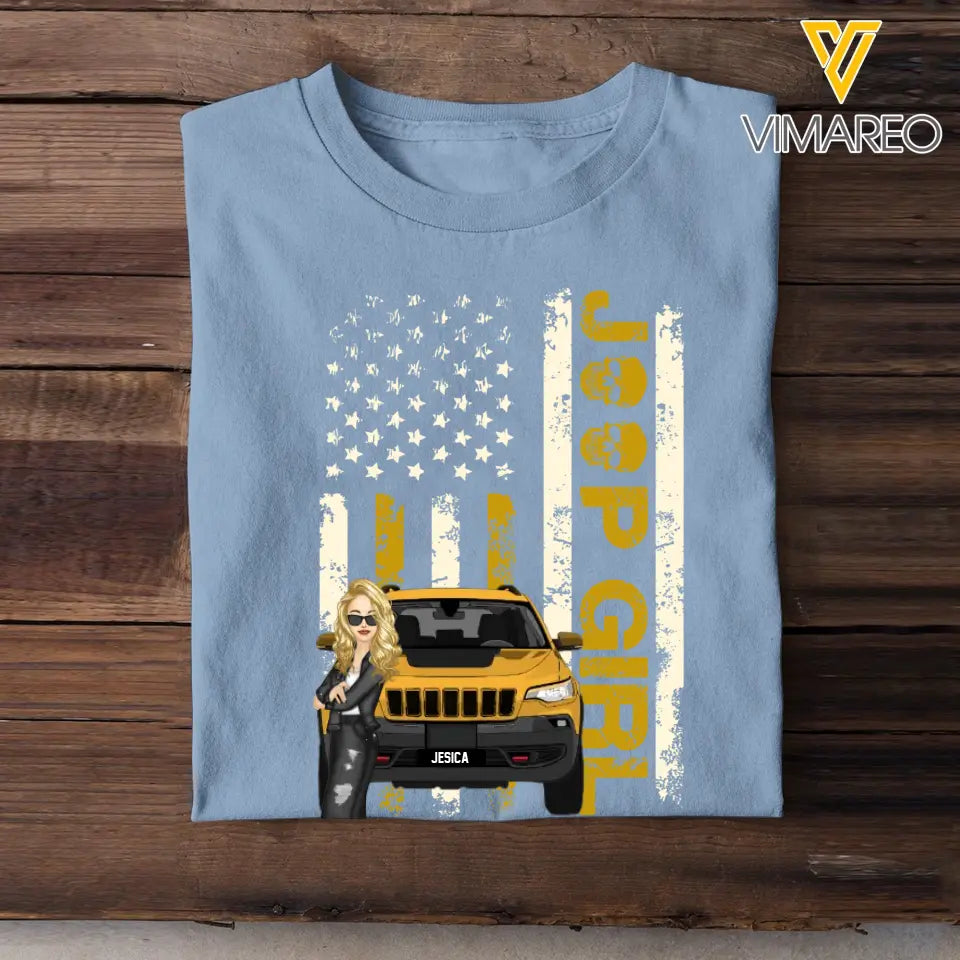 Personalized Jeep Girl Colorful Flag TShirt Printed QTHQ1906
