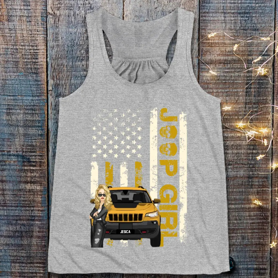 Personalized Jeep Girl Colorful Flag TShirt Printed QTHQ1906
