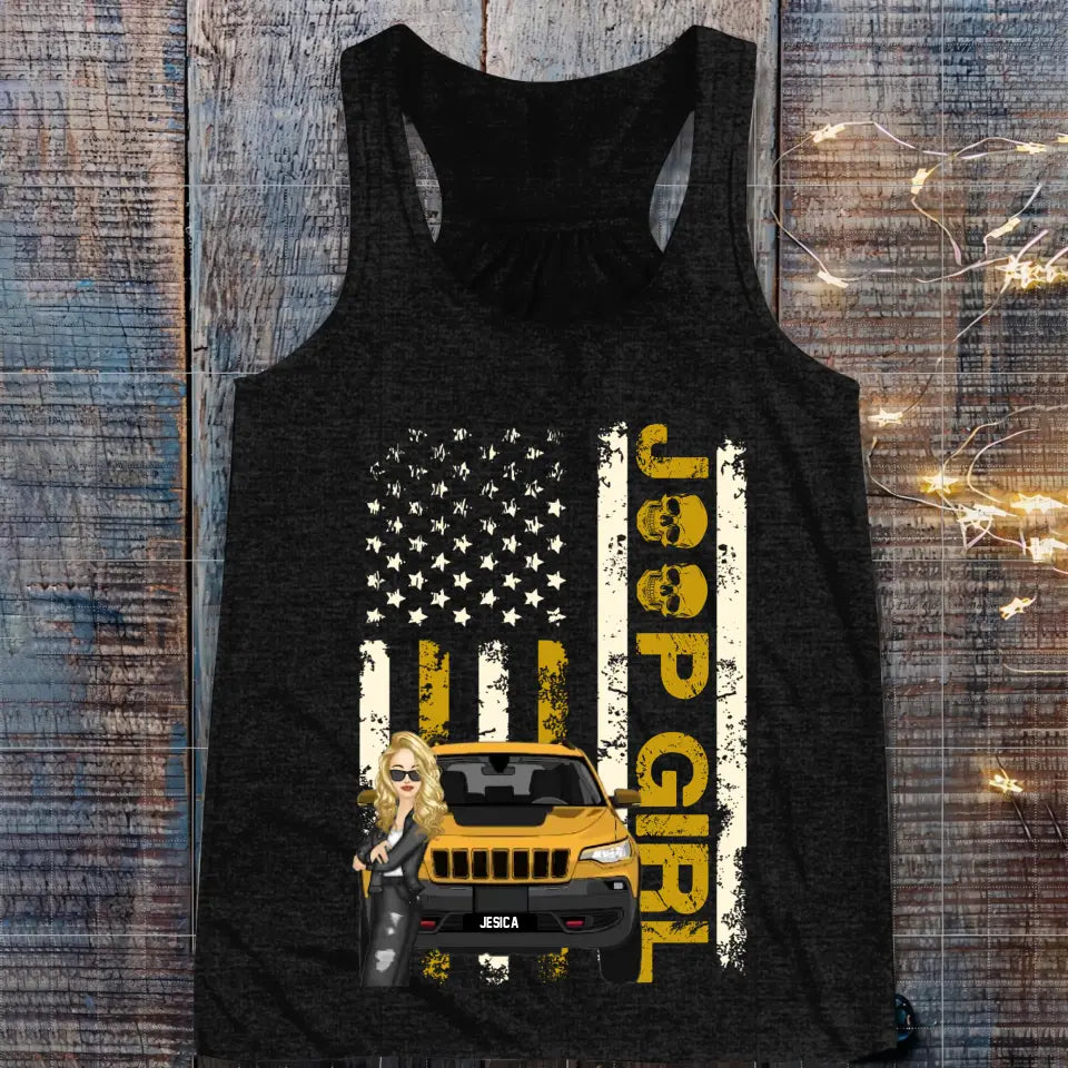 Personalized Jeep Girl Colorful Flag TShirt Printed QTHQ1906