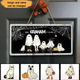 Personalized The Graham Family Ghost Halloween Gift Wood Sign Door Hanging Decor Home Printed HTHHN23315