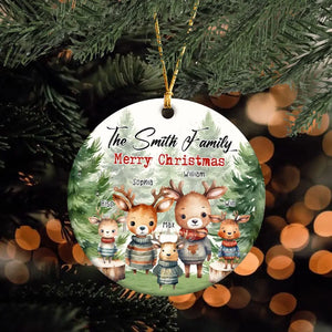 Personalized The Smith Family Merry Christmas Deer Family Custom Name Ceramic Ornament Printed HTHHN23721