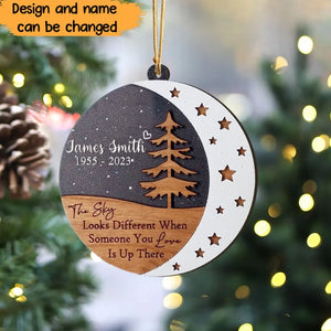 Personalized The Sky Looks Different When Someone You Love Is Up There Wooden Ornament 3 Layers Printed HTHVQ23733