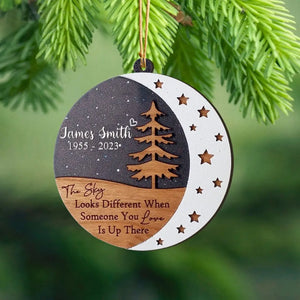 Personalized The Sky Looks Different When Someone You Love Is Up There Wooden Ornament 3 Layers Printed HTHVQ23733