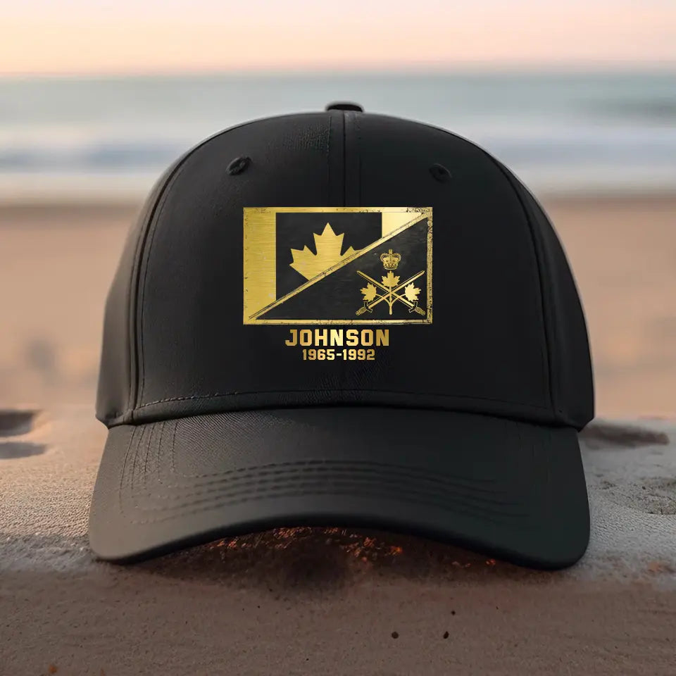 Personalized Canadian Defense Force Custom Name And Served Times Black Cap QTKH781