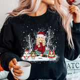 Personalized Guinea Pig & Girl Xmas Snow Sweatshirt or Hoodie 2D Printed PTN23785