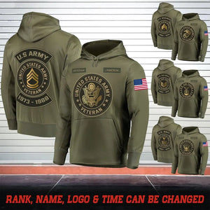 Personalized US Military Rank Custom Name & Served Time Hoodie 3D Printed PTN23865