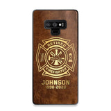 Personalized Retired Firefighter Custom Name Leather Phonecase Printed QTKH23884