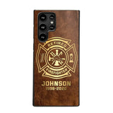 Personalized Retired Firefighter Custom Name Leather Phonecase Printed QTKH23884