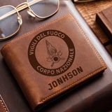 Personalized Vigili Del Fuoco Corpo Nazionale Firefighter Gift Laser Leather Wallet QTKH941