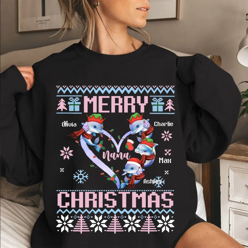 Personalized Dolphin Merry Christmas Sweatshirt Printed NMTVQ23927