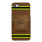 Personalized Firefighter Custom Name Leather Phonecase Printed KVH23949