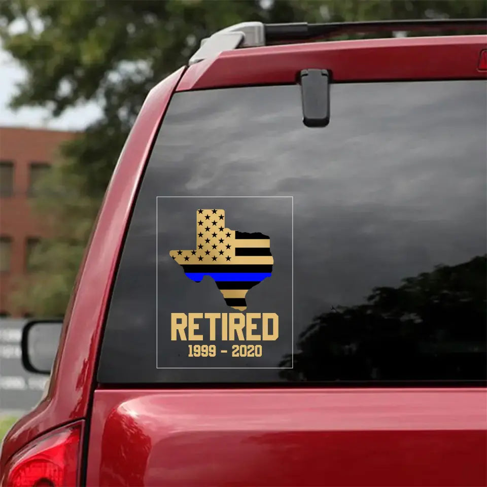 Personalized Thin Blue Line Retired US State Custom Served Times Decal Printed QTHN1009
