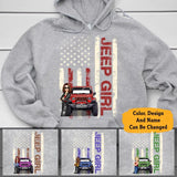 Personalized US Jeep Girl Custom Name Jeep Hoodie 2D Printed KVH231229