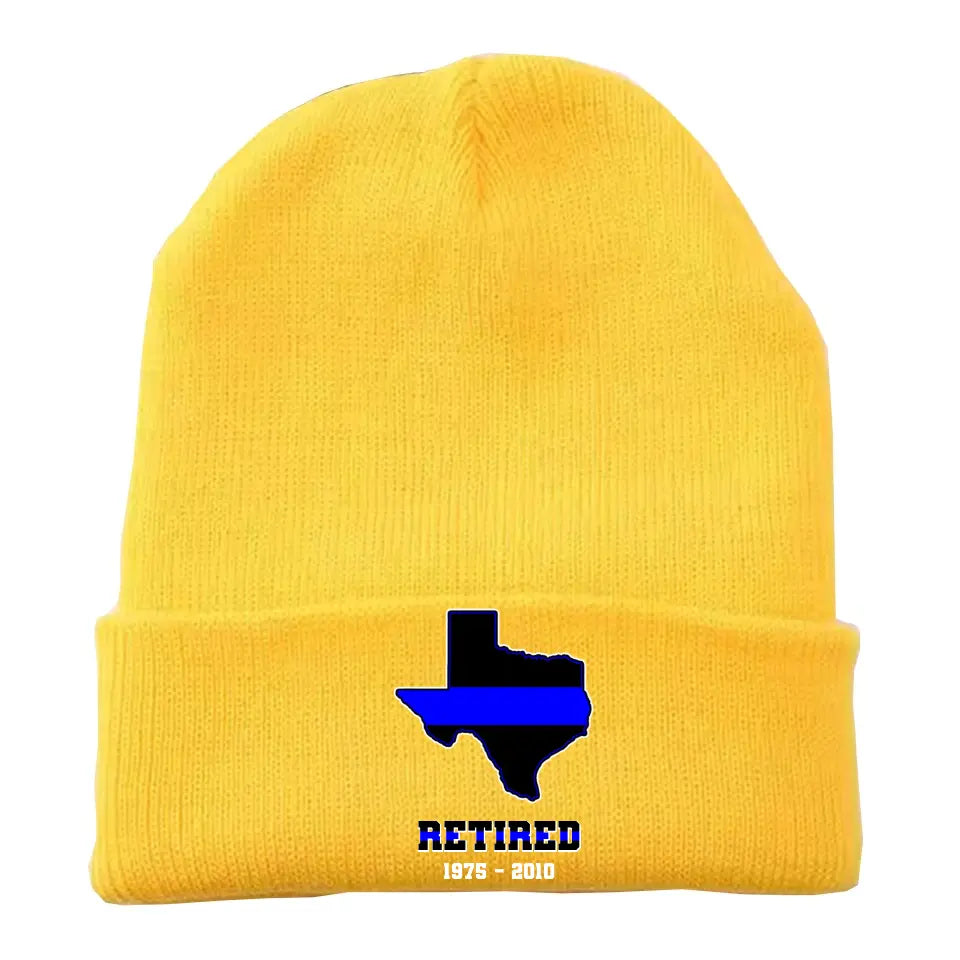 Personalized US State Flag Retired Police Custom Served Time Embroidered Beanie Printed KVH231232