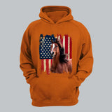 Personalized Upload Your Horse Photo US Flag Horse Hoodie 2D Printed HN231258