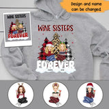 Personalized Wine Sisters Forever Christmas Gift Hoodie 2D Printed HN231223