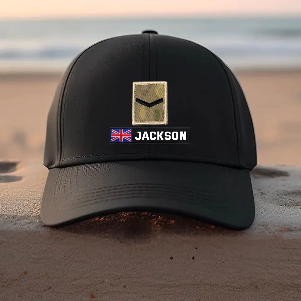 Personalized British Military Veteran Embroidered Black Cap QTVQ1307