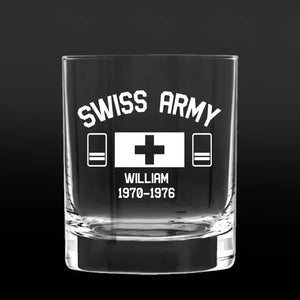 Personalized Swiss Veteran Rank Name Whiskey Glass 3D Printed 231435AHVA