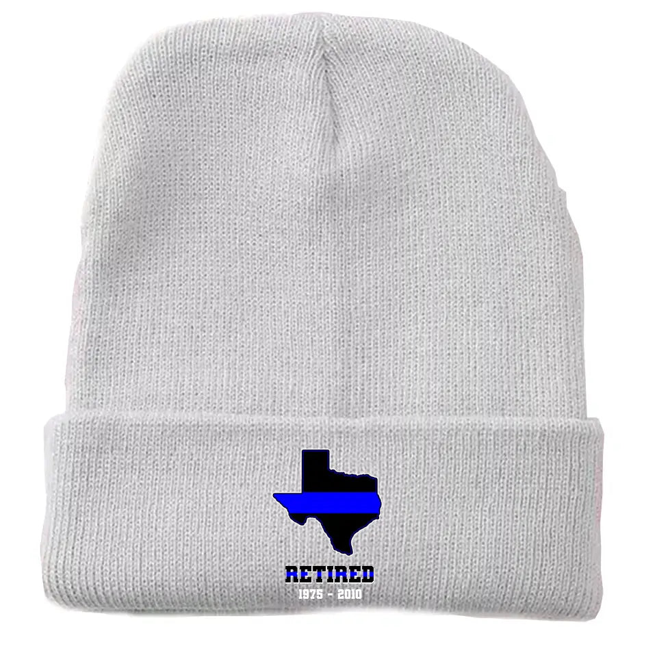 Personalized US State Flag Retired Police Custom Served Time Embroidered Beanie Printed KVH231232