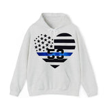 Personalized US Police Heart Thin Line Blue Hoodie 2D Printed KVH231528
