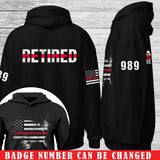 Personalized Thin Red Line Retired Police Officer Custom ID Hoodie 2D Printed 231590AHVQ