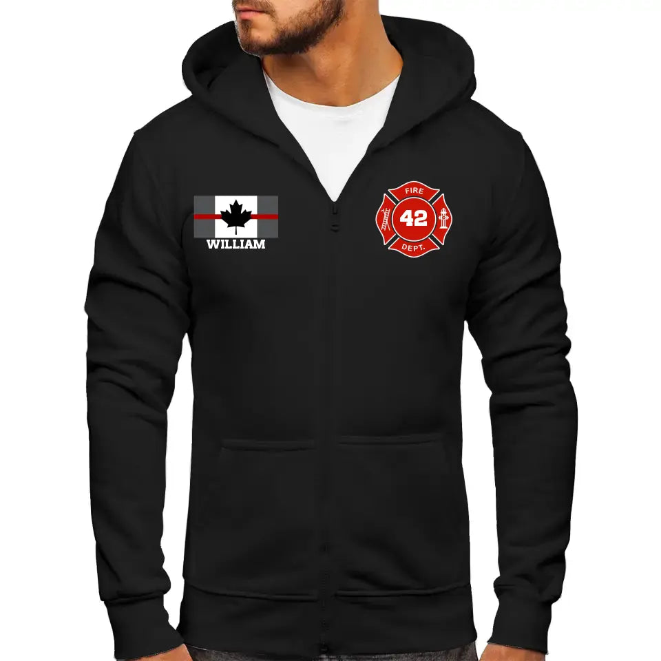Personalized Canadian Firefighter Custom Name & ID Zip Hoodie 2D Printed KVH231762